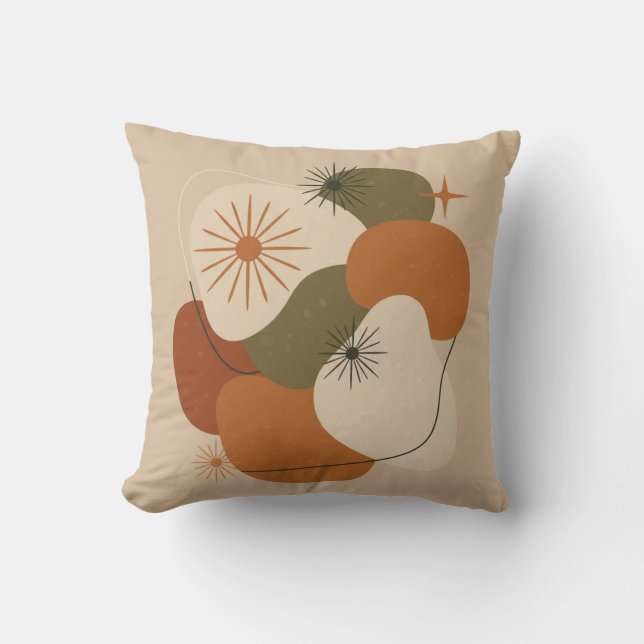 Almofada Retro Mid-Century Abstract Throw Pillow (Frente)