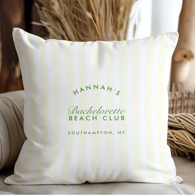 Almofada Retro Moderno Vintage Verde e Amarelo Solteirice (Retro Modern Vintage Green & Yellow Bachelorette Throw Pillow)