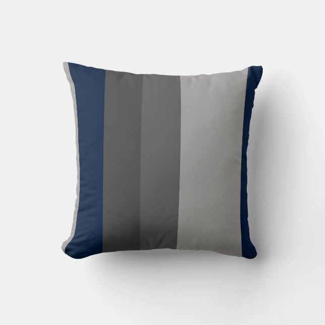Almofada Retro Navy Gray Vertical Stripes (Frente)