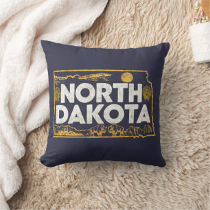 Almofada Retro North Dakota Silhouette