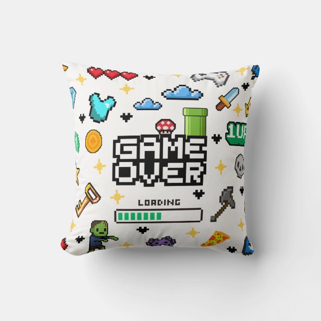 Almofada Retro Pixel Gaming Throw Cushion Video Gamer Gift (Frente)