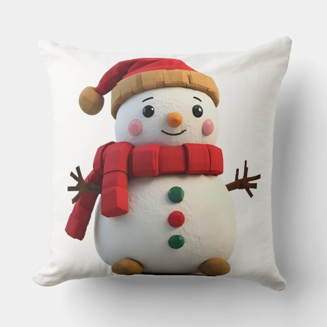 Almofada Retro Plush Snowman With Scarf Christmas (Frente)