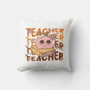 Almofada Retro Pumpkin Teacher Queda de Halloween