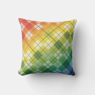 Almofada Retro Rainbow Argyle Plaid Check Pattern