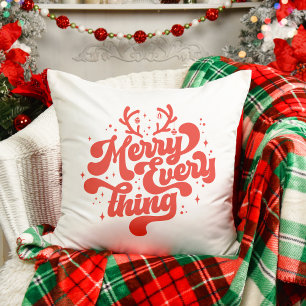 Almofada Retro Red White Feliz tudo Feliz Natal