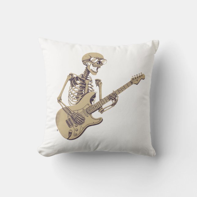 Almofada Retro Rock Skeleton Guitar Graphic (Frente)