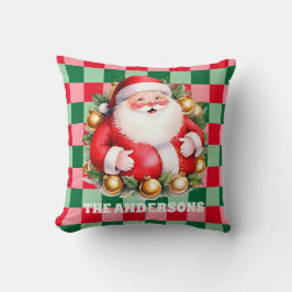 Almofada Retro Santa Claus Tartan Xadrez Feliz Natal