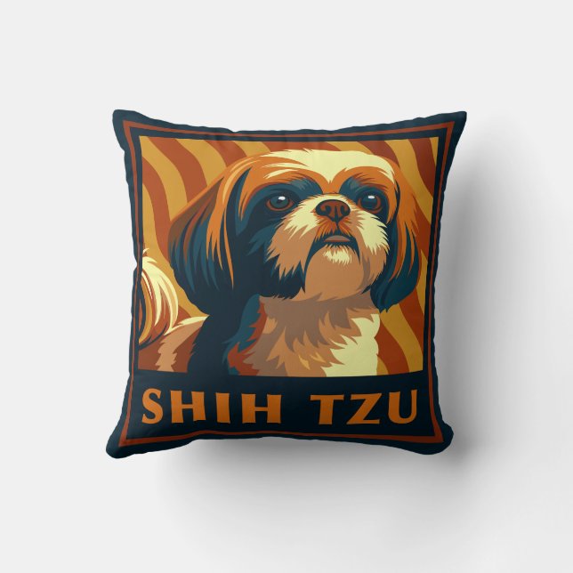 Almofada Retro Shih Tzu Puppy Dog (Verso)