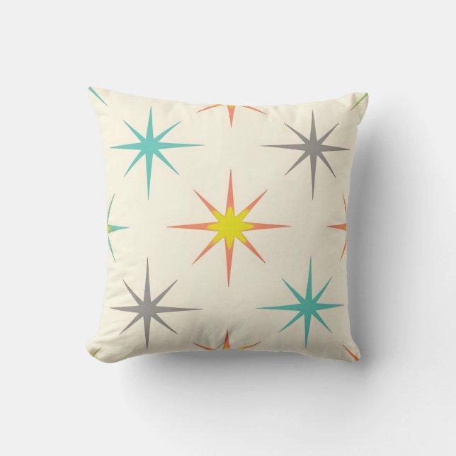 Almofada Retro Starburst Mid-Century Pattern (Frente)