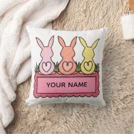 Almofada Retro Stitched Easter Bunny Trio Custom Text Banne