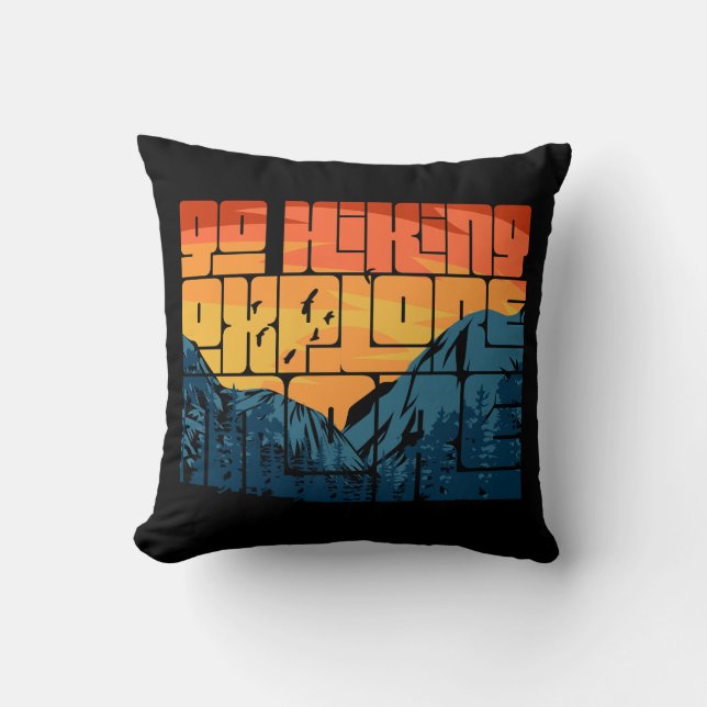 Almofada Retro Sunset Landscape Hiking Adventure Explorar (Frente)