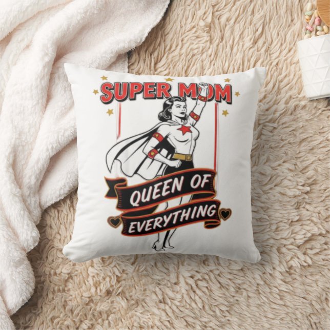 Almofada Retro Super Mom Queen of Everything Art Tee (Cobertor)