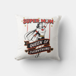 Almofada Retro Super Mom Queen of Everything Art Tee