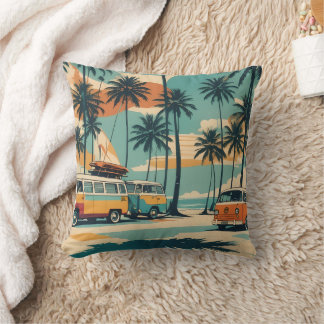 Almofada Retro Surf Van & Palm Trees | Tropical