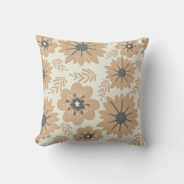 Almofada Retro Vintage Brown Floral (Frente)