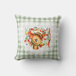 Almofada Retro Vintage Coquette Baby Animais Deer Gingham