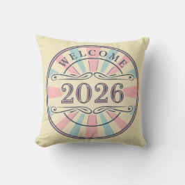 Almofada Retro Welcome 2026 Decorative Pillow