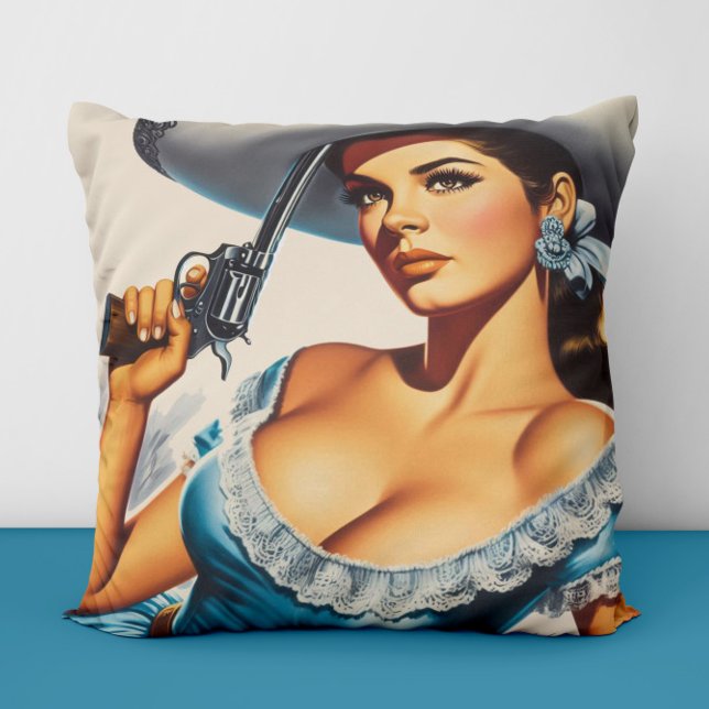 Almofada Retro Wild West Pin-up (Criador carregado)