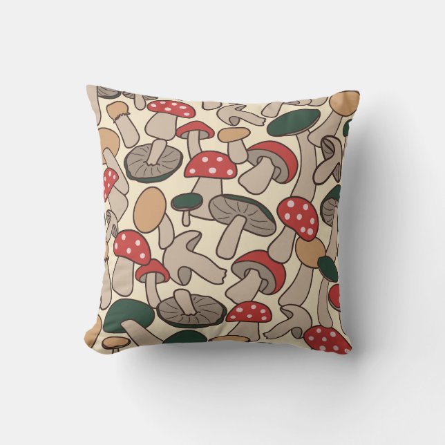 Almofada Retro Woodland Mushroom Foraging (Frente)