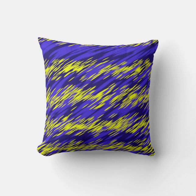Almofada Retro Yellow and blue Abstract stripes geometric  (Frente)