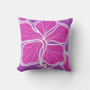 Almofada Reversible violeta havaiano do hibiscus de Kailua