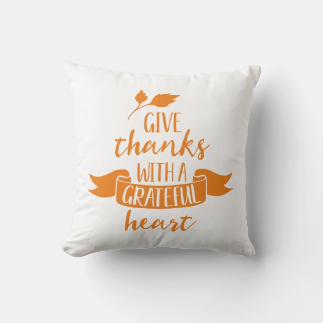 Almofada Reversível Dê Aos Obrigados Um Coração Grata (Frente)