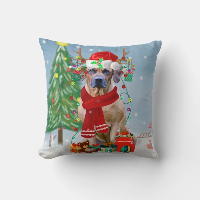 Almofada Rhodesian Ridgeback Dog in Snow Christmas Gift  (Frente)
