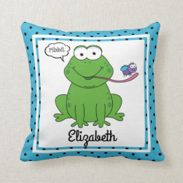 Almofada Ribbit o sapo, nome personalizado do w do miúdo