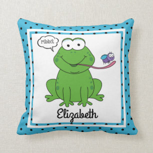 Almofada Ribbit o sapo, nome personalizado do w do miúdo