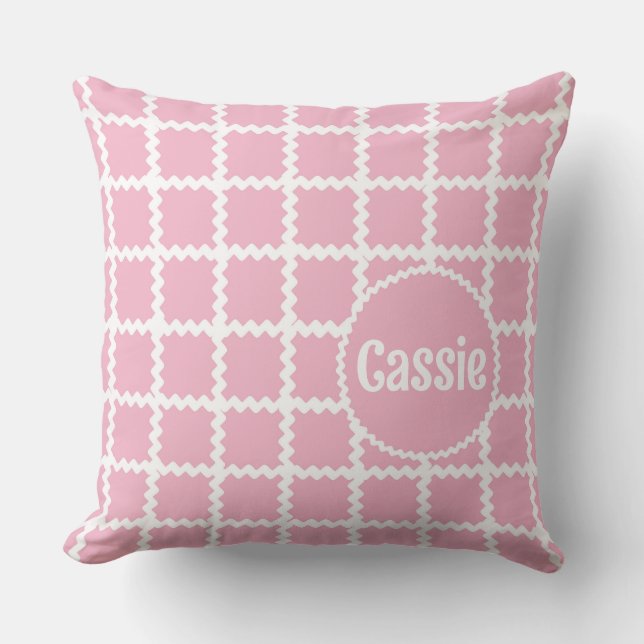 Almofada Ric Rac Cor Rosa Verificar Menina (Frente)