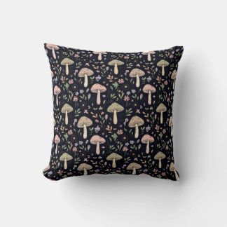 Almofada Rich Black Fungi Pattern Gothic Dark Academia