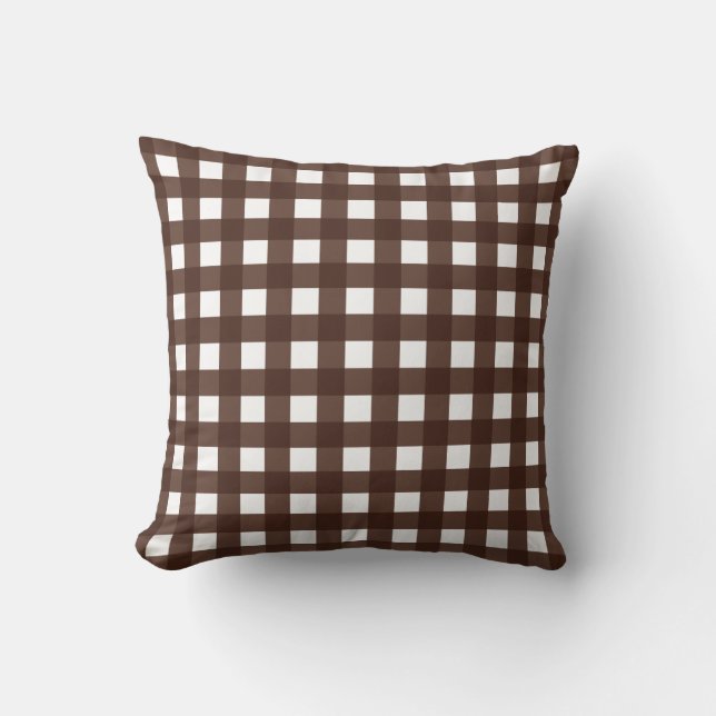 Almofada Rich Brown Gingham Check Travesseiro decorativo (Frente)