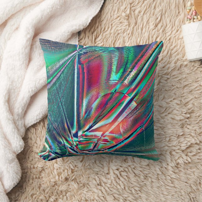 Almofada Rico cores vermelho a verde esmaecido e arranhão d (Cobertor)