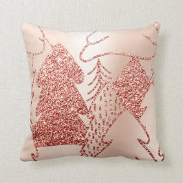 Almofada Rico de Árvore de Natal Brilhante Rosa Dourada Nev