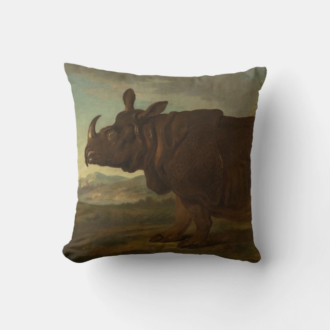 Almofada Rinocerontes (Rhino) (Wild Animal) (por J.B. Oudry (Frente)