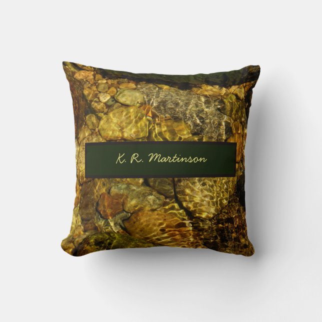 Almofada Ripais de Água Luminosa sobre Rochas Personalizada (Frente)