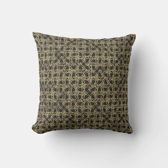 Almofada Riscado Dourado Glamour Moderno (Frente)