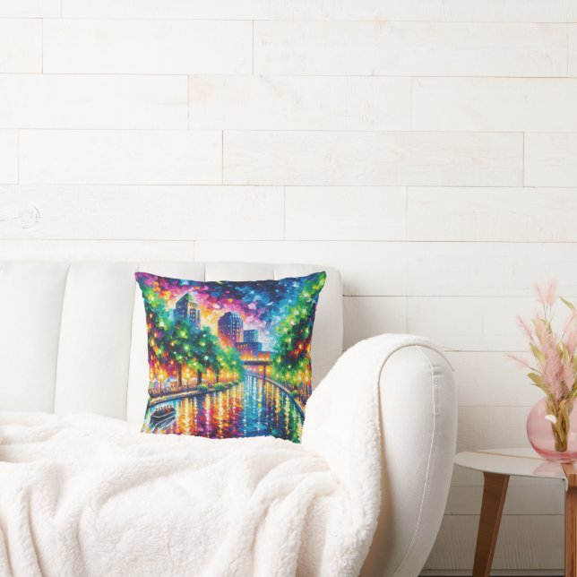 Almofada "Riverboat Twilight Tour: San Antonio Riverwalk" (Sofá)