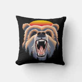 Almofada Roaring Grizzly Bear Face