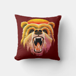 Almofada Roaring Grizzly Bear Face