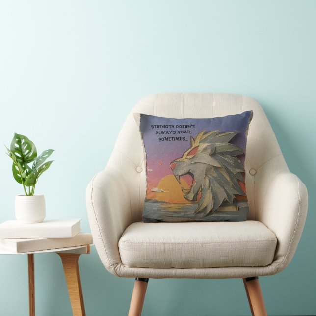 Almofada Roaring Lion Sunrise Papercut Throw Pillow (Cadeira)
