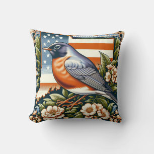 Almofada Robin Americano e Mountain-Laurel Flower State