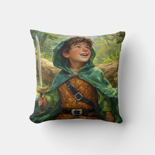Almofada Robin Hood retratado como uma criança (Frente)