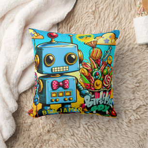 Almofada Robô Retro Birthday Boy personalizável