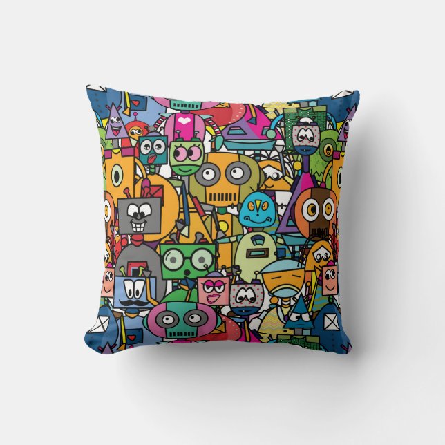 Almofada 🤖 Robôs coloridos (Frente)