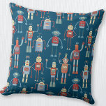 Almofada Robôs Cutis<br><div class="desc">Robôs bonitos e úteis do estilo dos anos 50. O vovô provavelmente fez isto no galpão. Inteligência artificial,  mas não de forma assustadora. Arte original de Nic Squirrell.</div>