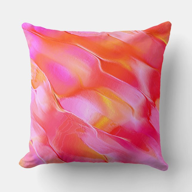 Almofada Rocha polida cor-de-rosa preta e laranja (Frente)