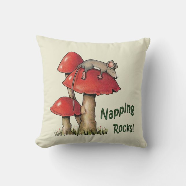 Almofada Rochas Napping! Rato que dorme no Toadstool (Frente)