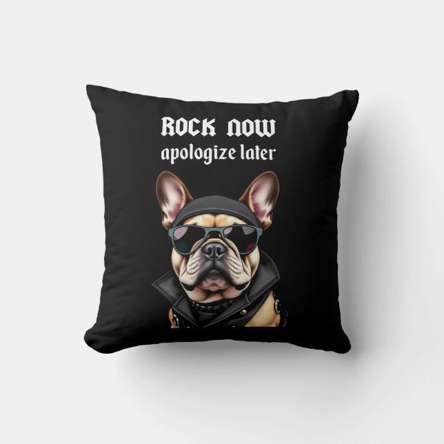 Almofada Rock agora, peça desculpas mais tarde (Frente)