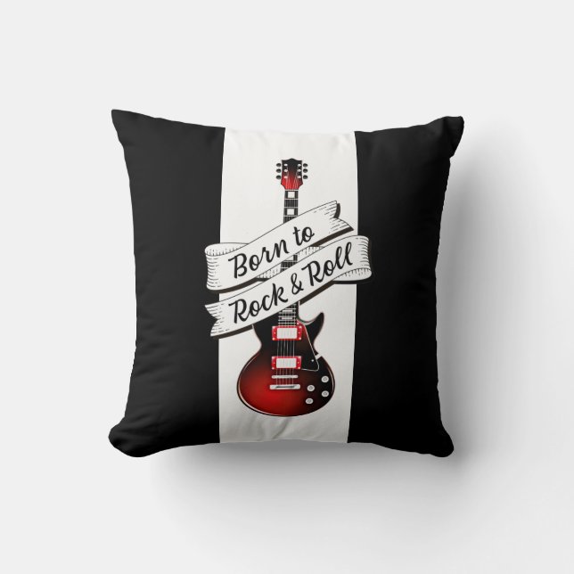 Almofada Rocker Guitar Nascer para Rock and Roll Music (Frente)